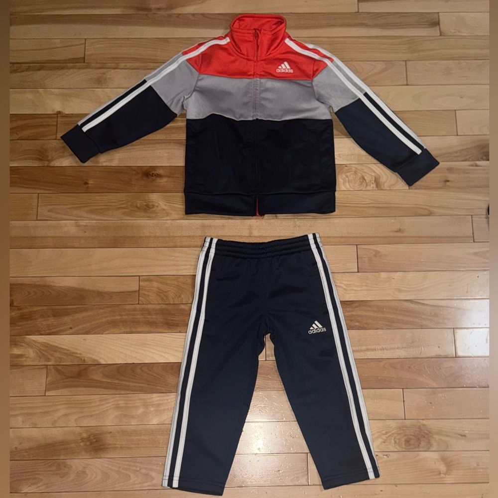 Adidas Navy and White Tracksuit